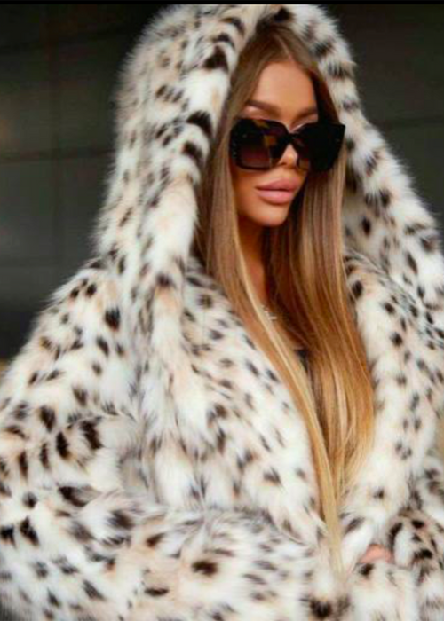 Mid-Length Fur Coats with Hood